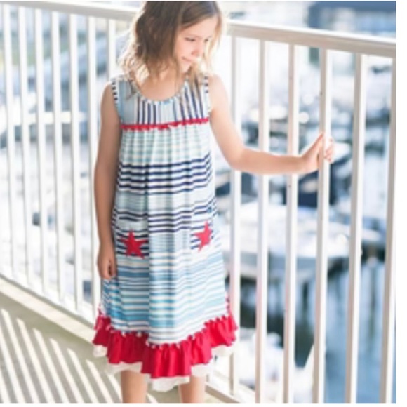 NWT Cheeky Plum Firecracker 3T Loungewear Gown Red White Blue - Picture 2 of 11